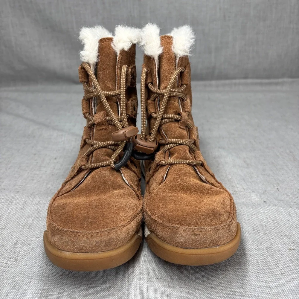 Sorel Whitney II Joan Lace Winter Boots Brown Suede Waterproof Line Kids Size 1